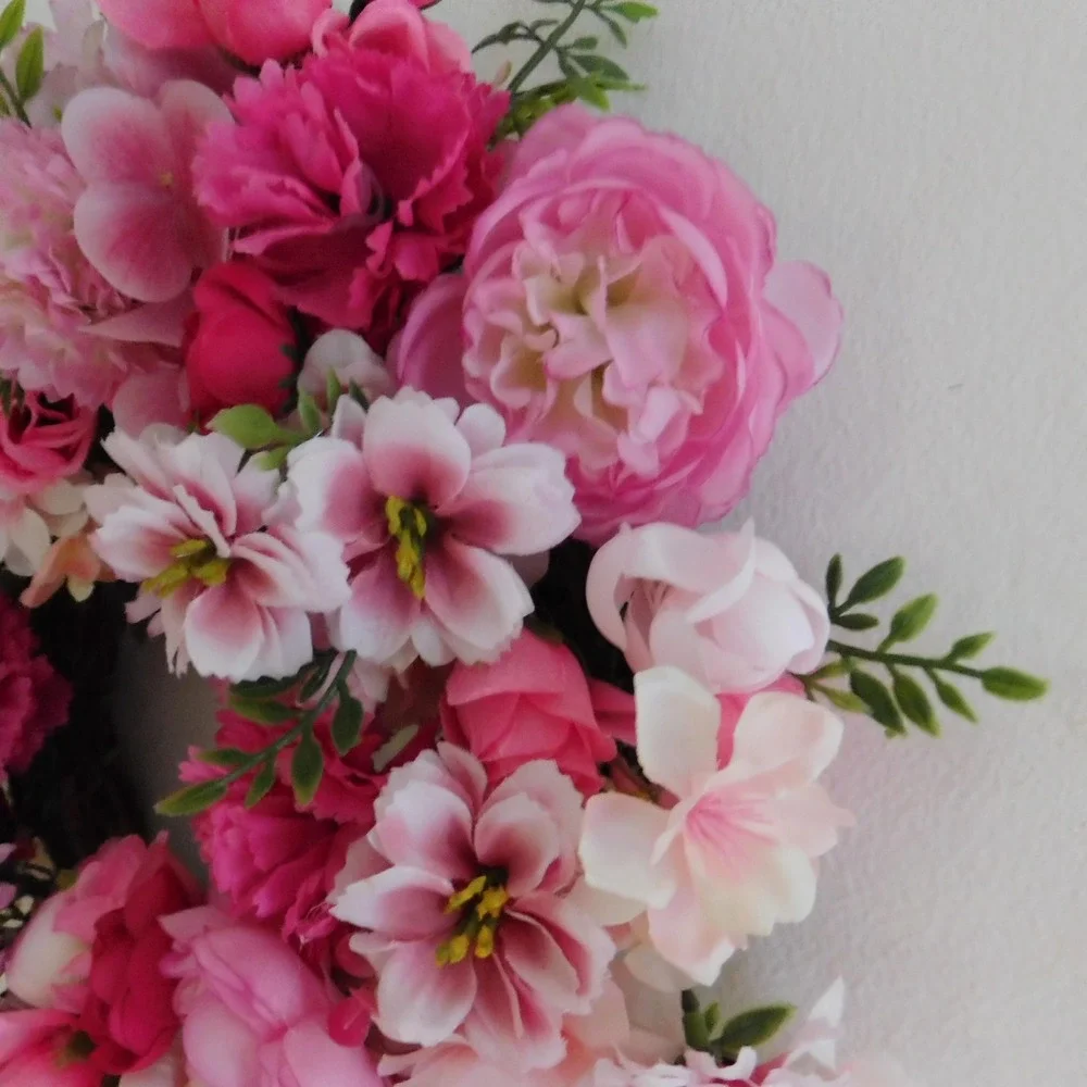 Small Pink Floral Wreath Home Decor Accent Cottagecore Farmhouse Summer wreath